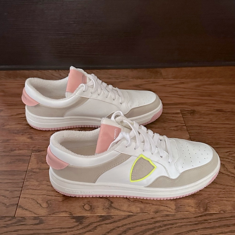 Philippe Model White and Pink Sneakers